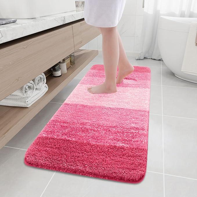 Arotive Microfiber Bathroom Rugs, Shaggy Soft and Absorbent Bath Rug, Non-Slip, Thick Plush Machine Washable Dry Bath Mats for Bathroom, Tub and Shower, 59x17, Pink, Rectangular - ModernBath