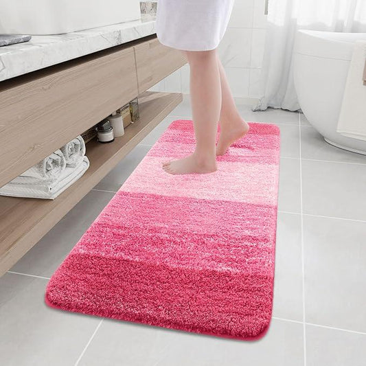 Arotive Microfiber Bathroom Rugs, Shaggy Soft and Absorbent Bath Rug, Non-Slip, Thick Plush Machine Washable Dry Bath Mats for Bathroom, Tub and Shower, 59x17, Pink, Rectangular - ModernBath