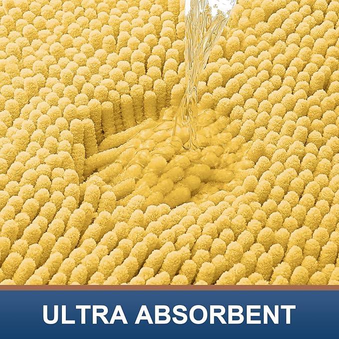 Smiry Luxury Chenille Bathroom Rugs 40x32, Extra Soft and Absorbent Shaggy Bath Mat, Machine Washable, Non-Slip Plush Carpet Runner for Tub, Shower, and Floor, Home Decor Accessories, Yellow - ModernBath