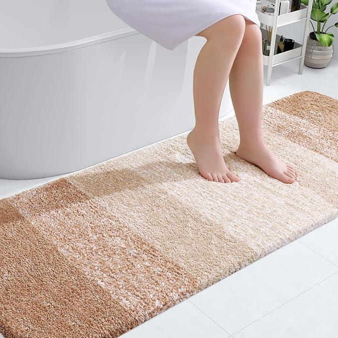 OLANLY Bathroom Runner Rugs 70x24, Extra Soft Absorbent Microfiber Bath Rugs, Rubber Backing, Quick Dry, Machine Washable Bath Mats for Bathroom Floor, Tub and Shower, Home Decor Accessories, Beige - ModernBath