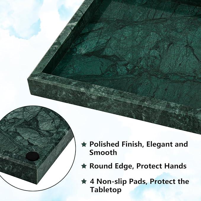 Zilukar Real Natural Marble Tray for Bathroom, Vanity, Kitchen and Desktop, Rectangle Genuine Marble Stone Tray for Jewelry, Cosmetics, Candles, Lotion, Perfume and Home Decor - ModernBath