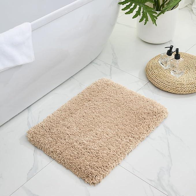Ruggnovea Bathroom Rugs Non Slip Washable, Ultra Soft Thick Shaggy Absorbent Bath Mats, High Density Foam Latex Non Slip Backing Bath Rugs, Microfiber Bath Mats for Bathroom Floor&Sink,24x17,Beige - ModernBath