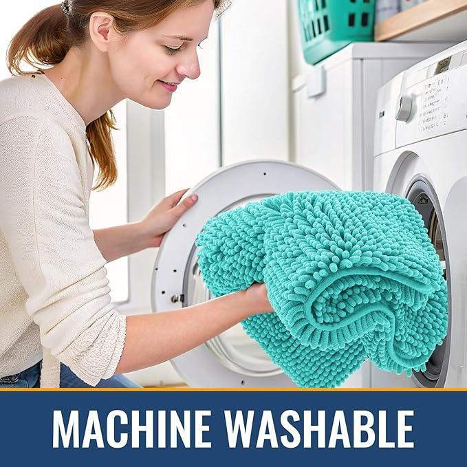 Arotive Bathroom Rugs 30x20, Extra Soft Absorbent Shaggy Chenille Bath Rugs, Machine Washable Rubber Backing Non-Slip Bath Mats for Bathroom Floor Tub and Shower, Home Decor Accessories, Turquoise - ModernBath