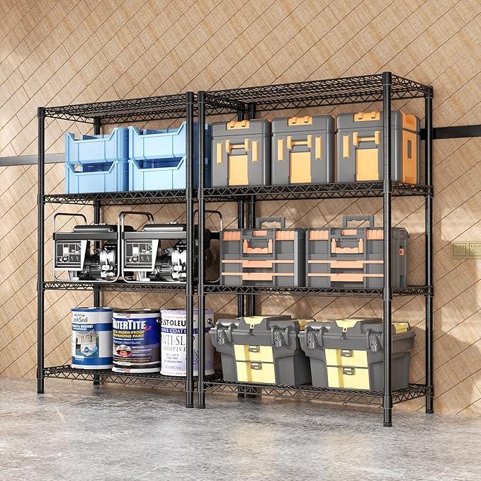 SINGAYE 4 Shelves Wire Storage Shelf 1400LBS Heavy Duty Storage Shelving Unit Metal Organizer Wire Rack Shelving 18" Dx36 Wx59 H Black - ModernBath