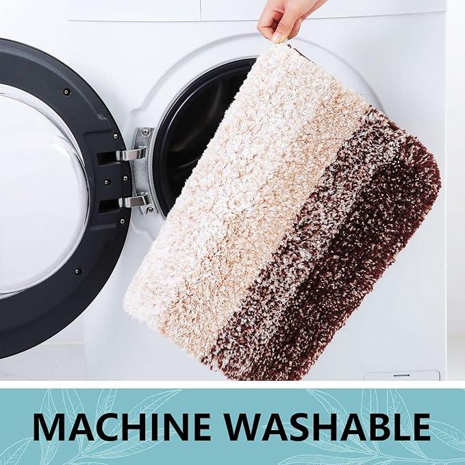 Arotive Microfiber Bathroom Rugs, Shaggy Soft and Absorbent Bath Rug, Non-Slip, Thick Plush Machine Washable Dry Bath Mats for Bathroom, Tub and Shower, 47x20, Brown, Rectangular - ModernBath