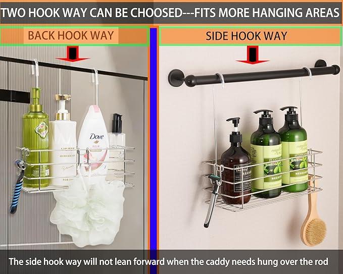 Seltomer Shower Caddy Hanging Shower Rack SUS304 Stainless Steel Hanging Shower Orangizer with Hooks Over The Door, Shampoo Basket Storage (Single-Layer) - ModernBath