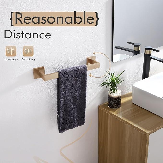 KOKOSIRI 16-Inch Towel Bar for Bathroom Wall Kitchen Towels Holder Wall Mount SUS304 Stainless Steel Towel Rack, Champagne Bronze B4003CPG-L16 - ModernBath