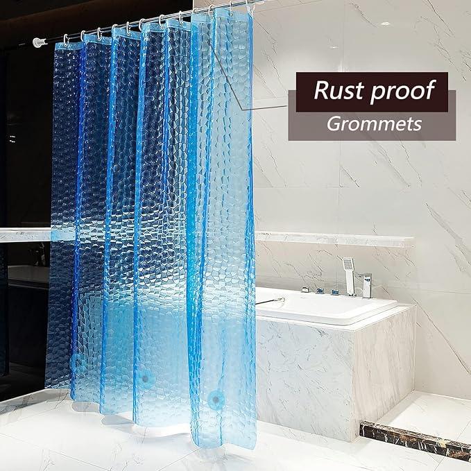 TIKABC Shower Curtain Liner, 4G EVA Blue Water Cube Shower Liner, Plastic Waterproof Shower Curtains, 72x72 inch with Grommet Holes 3 Magnetic Weights - ModernBath