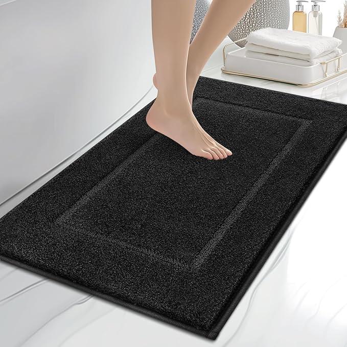 anllugs Bathroom Rugs 20" x 30", Non-Slip Extra Soft Absorbent Bath Rugs, Machine Washable Quick Dry Bath Mats for Bathroom Floor, Shower, Bathtub and Sink, Black - ModernBath