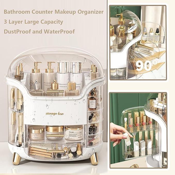 Omeily Large Makeup Organizer Countertop Vanity Organizer Cosmetic Organizer Makeup Storage Box Bathroom Counter Organizer Perfume Skincare Organizers Gift Women Girls Clear Design Easy Visibility - ModernBath