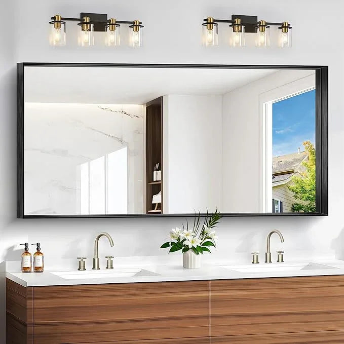 Black Bathroom Mirror, 30x60 Inch Rectangular Deep Frame Mirror, Large Wall Mounted Bathroom Vanity Mirror Over Sink for Bedroom,Restroom, Living Room, Hangs Vertically or Horizontally - ModernBath