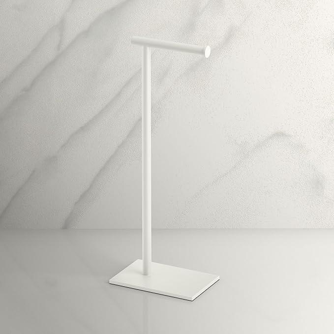 Gatco 1431W Modern Rectangle Base Freestanding Toilet Paper Holder, 21.25", Matte White with Weighted Base - ModernBath