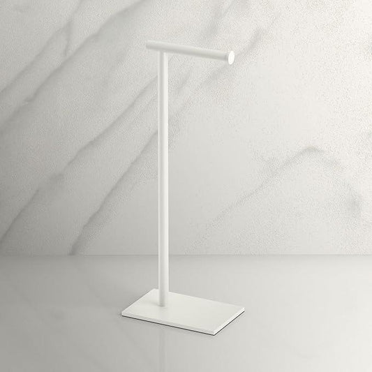 Gatco 1431W Modern Rectangle Base Freestanding Toilet Paper Holder, 21.25", Matte White with Weighted Base - ModernBath