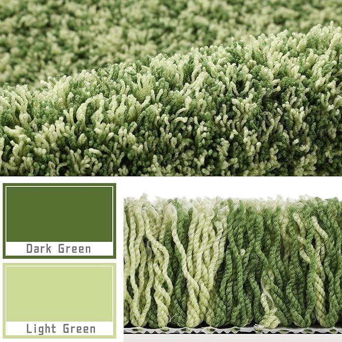 Yimobra Bathroom Rugs Non Slip Washable, Ultra Soft and Water Absorbent Bath Mats, Plush Fluffy Shower Mat Outside, Microfiber Thick Matts for Bathroom Floor/Sink, 24x17, Light Green and Dark Green - ModernBath