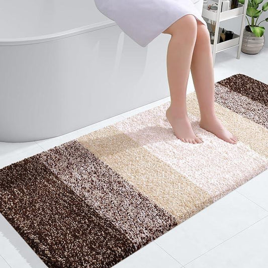 OLANLY Bathroom Runner Rugs 54x24, Extra Soft Absorbent Microfiber Bath Rugs, Rubber Backing, Quick Dry, Machine Washable Bath Mats for Bathroom Floor, Tub and Shower, Home Decor Accessories, Brown - ModernBath
