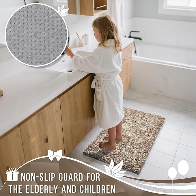 Yimobra Large Bathroom Rug Non Slip 36x24 Inch, Extra Thick Soft Absorbent Chenille Bath Mat, Machine Washable Quick Dry Bath Rugs for Bathroom Floor, Tub and Shower, Home Decor Accessories, Camel - ModernBath