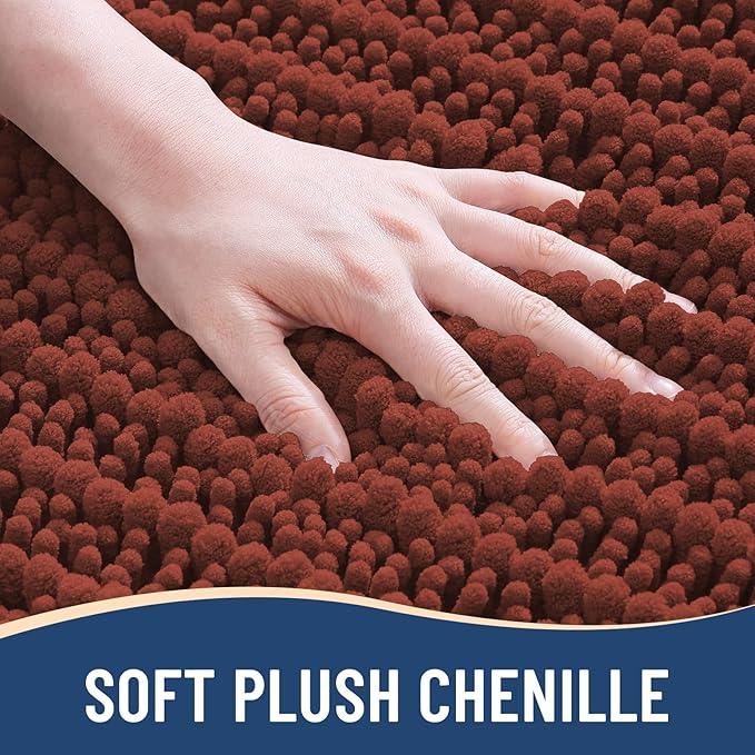 Arotive Luxury Chenille Bathroom Rug Mat, Extra Soft Thick Absorbent Shaggy Bath Rugs, Non-Slip Machine Wash Dry, Plush Bath Mats for Bathroom, Shower and Tub, 30x20, Rustic Terracott - ModernBath