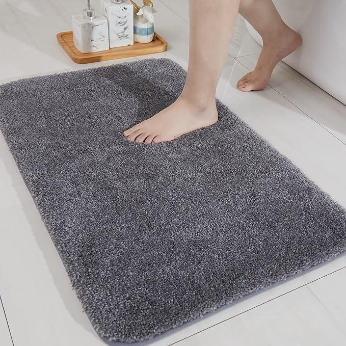 COSY HOMEER Bath Rugs for Bathroom Extra Thick - Anti-Slip Bath Mats Soft Plush Yarn Shaggy 100% Strong Mirco Polyeste Mat Living Room Bedroom Mat Floor Water Absorbent(Dark Grey,20x32 - Inches) - ModernBath