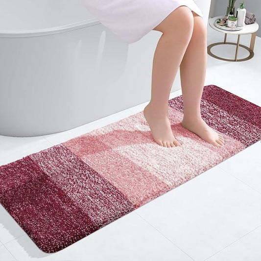 OLANLY Bathroom Runner Rugs 47x17, Extra Soft Absorbent Microfiber Bath Rugs, Rubber Backing, Quick Dry, Machine Washable Bath Mats for Bathroom Floor, Tub and Shower, Home Decor Accessories, Red - ModernBath