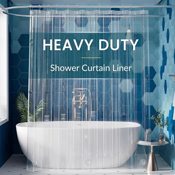 Titanker Clear Shower Curtain Liner, Premium PEVA Shower Liner Heavy Duty Waterproof Shower Curtains for Bathroom with Big Stones and Grommets, 72x72 Inches - ModernBath
