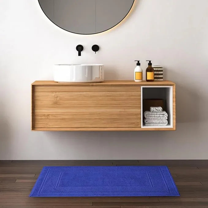 Avalon Towels Blue Bath Mat - 100% Cotton Set of 2 Absorbent Bathmat - Bathroom Mats Quick Dry Bath Mats for Bathrooms (22x34 Inches) - ModernBath
