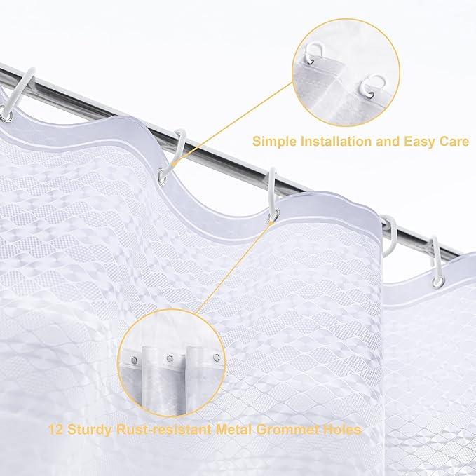 NTBAY EVA Semi-Transparent Clear Shower Curtain with Diamond, Water-Repellent Liner with 3 Magnets for Bathroom, 72x72 Inches - ModernBath