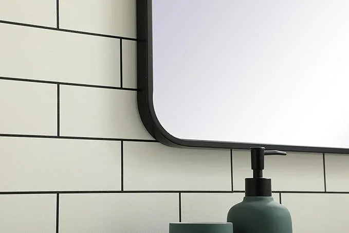 ARS Concepts Aura, Soft Corner Metal Rectangular Mirror 27X36 Inch in, Modern, Black - ModernBath