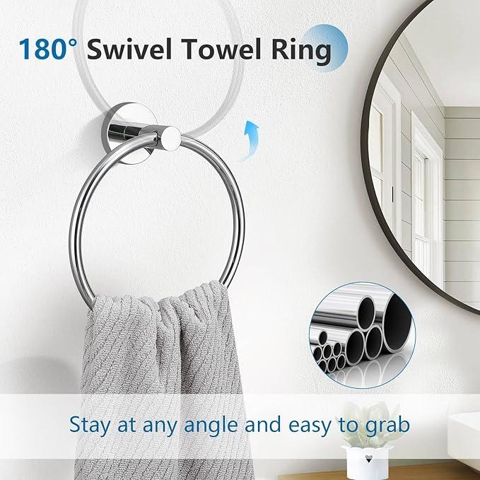 10-Piece Towel Bar Set Polished Chrome Bathroom Hardware Accessories Set Upgraded Towel Hooks Towel Holder Set for Bathroom Stainless Steel Wall Mounted 23.6 Inch - ModernBath