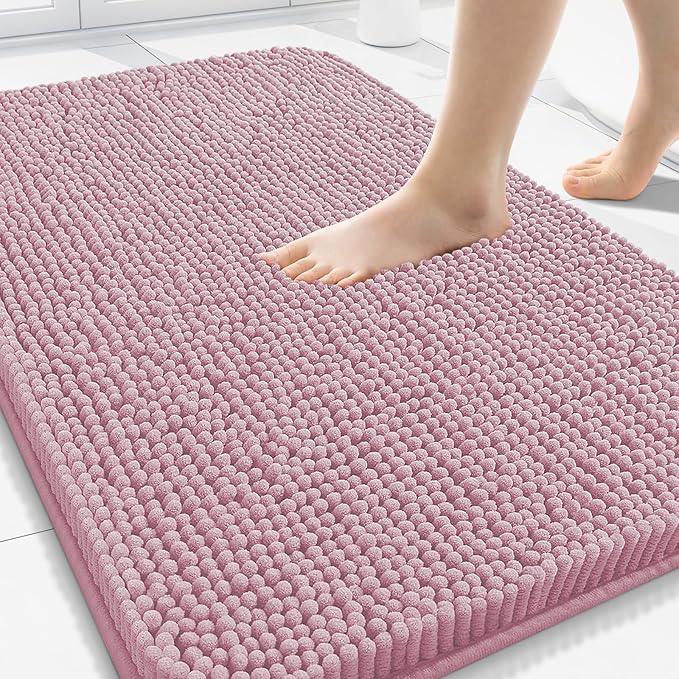 Arotive Bathroom Rugs 30x20, Extra Soft Absorbent Shaggy Chenille Bath Rugs, Machine Washable Rubber Backing Non-Slip Bath Mats for Bathroom Floor Tub and Shower, Home Decor Accessories, Dusty Rose - ModernBath