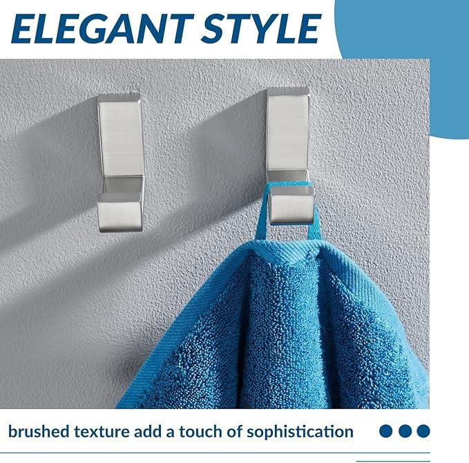 APLusee Brushed Nickel Towel Hook 2 Pack, 304 Stainless Steel L Shape Coat Hook, Bath Storage Wall Mounted - ModernBath