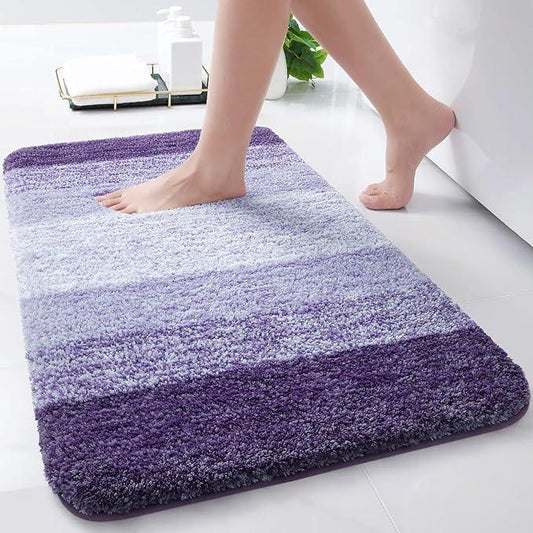 Arotive Microfiber Bathroom Rugs, Shaggy Soft and Absorbent Bath Rug, Non-Slip, Thick Plush Machine Washable Dry Bath Mats for Bathroom, Tub and Shower, 30x17, Dark Purple, Rectangular - ModernBath