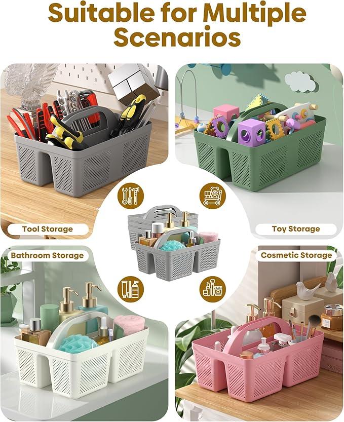 MLIKLU 4 Pack Portable Shower Caddy, Integrated Handle, Reinforced Plastic, Quick-Dry Ventilation Holes, Multi-purpose Storage Basket for Home, Dorm and Bathroom, Kitchen, Under Sink Storage, Black - ModernBath