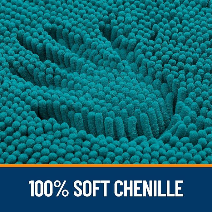 OLANLY Bathroom Rugs 24x16, Extra Soft Absorbent Chenille Bath Rugs, Rubber Backing Quick Dry, Machine Washable Bath Mats for Bathroom Floor, Tub and Shower, Home Decor Accessories, Deep Lake - ModernBath