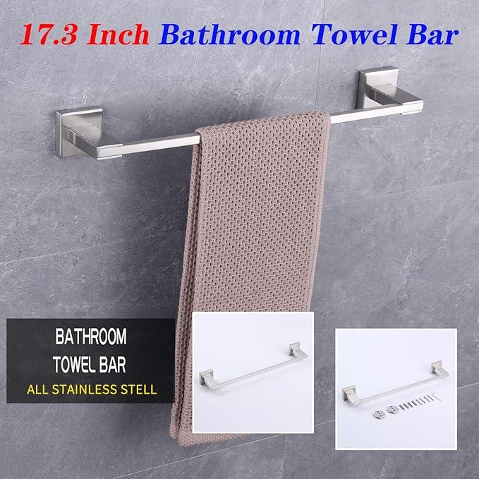 GERZWY 18 Inch Towel Bar Bathroom Wall Mounted Towel Rail, Stainless Steel Hand Towel Holder Brushed Finish JG1901A45-LS - ModernBath