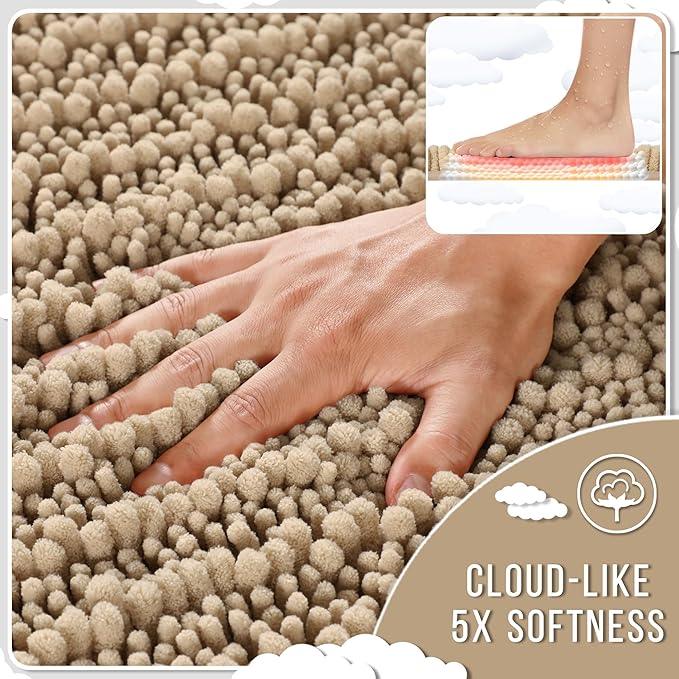 Yimobra Bathroom Rugs Non Slip Washable 32x20 Inch - Ultra Soft Absorbent Chenille Bath Mat, Quick Dry Shaggy Floor Carpet for Tub Shower, Camel Home Decor Accessories - ModernBath