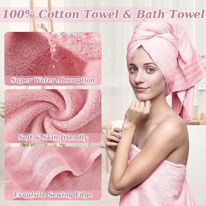 XLHOMO Pink Bathroom Accessories Set, Bathroom Sets with Shower Curtain, Bath Towel Set, Pink Shower Curtain Set with Bathroom Trash Can, Soap Dispenser, Soap Dish for Home Decor - ModernBath