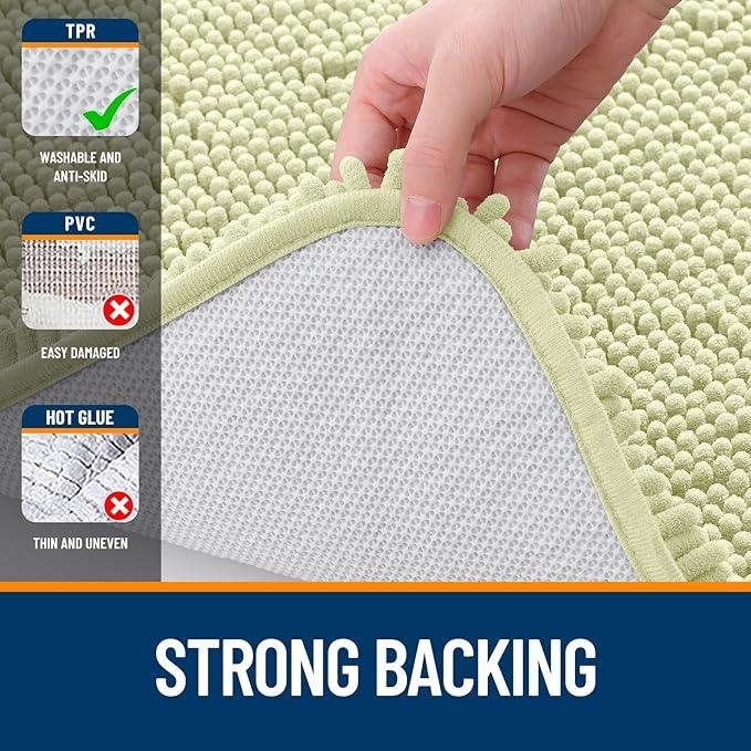OLANLY Bathroom Rugs 36x24, Extra Soft Absorbent Chenille Bath Rugs, Rubber Backing Quick Dry, Machine Washable Bath Mats for Bathroom Floor, Tub and Shower, Home Decor Accessories, Vanilla - ModernBath