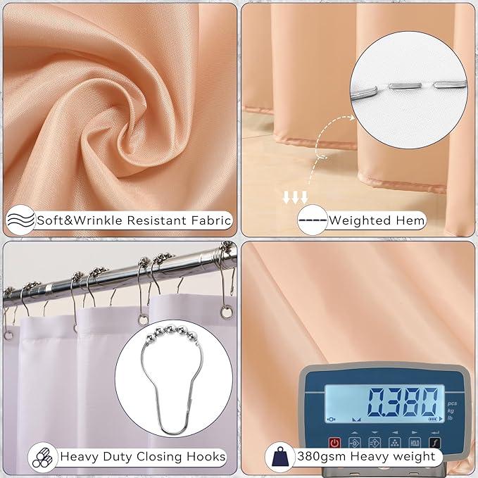 XLHOMO 24Pcs White and Gold Bathroom Set with Shower Curtain and Rug, White Bathroom Sets Complete with Trash Can,Soap Dispenser,Soap Dish,Toilet Brush,Toothbrush Holder and Cup,Tray,Q-Tip Holders - ModernBath