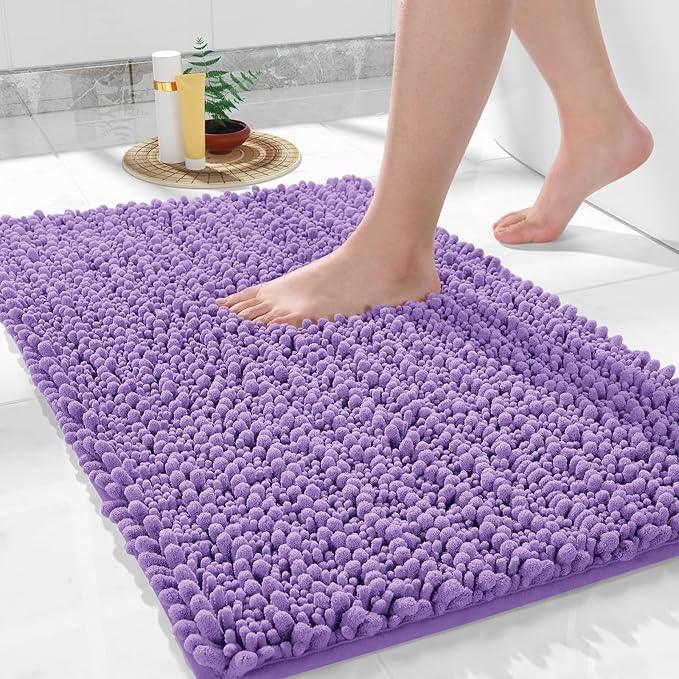 Yimobra Bathroom Rugs Non Slip Washable 32x20 Inch - Ultra Soft Absorbent Chenille Bath Mat, Quick Dry Shaggy Floor Carpet for Tub Shower, Lavender Home Decor Accessories - ModernBath