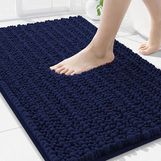 Arotive Luxury Chenille Bathroom Rug Mat, Extra Soft Thick Absorbent Shaggy Bath Rugs, Non-Slip Machine Wash Dry, Plush Bath Mats for Bathroom, Shower and Tub, 36x24, Navy - ModernBath