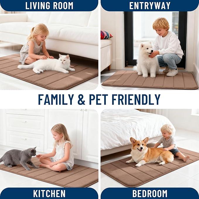 OLANLY Memory Foam Bath Mat 40x32, Super Soft Absorbent Bathroom Rugs, Quick Dry, Machine Washable Shower Floor Rugs, Bathmat Carpet, Bathroom Home Decor Accessories, Mocha - ModernBath
