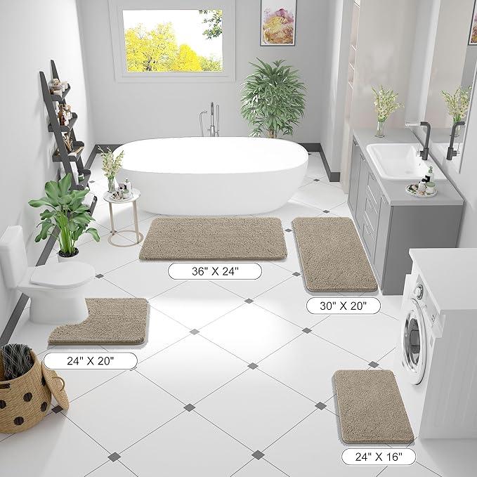 OLANLY Bathroom Rugs 24x16, Extra Soft Absorbent Chenille Bath Rugs, Rubber Backing Quick Dry, Machine Washable Bath Mats for Bathroom Floor, Tub and Shower, Home Decor Accessories, Warm Taupe - ModernBath