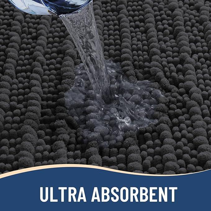 Arotive Luxury Chenille Bathroom Rug Mat, Extra Soft Thick Absorbent Shaggy Bath Rugs, Non-Slip Machine Wash Dry, Plush Bath Mats for Bathroom, Shower and Tub, 44x32, Dark Grey - ModernBath