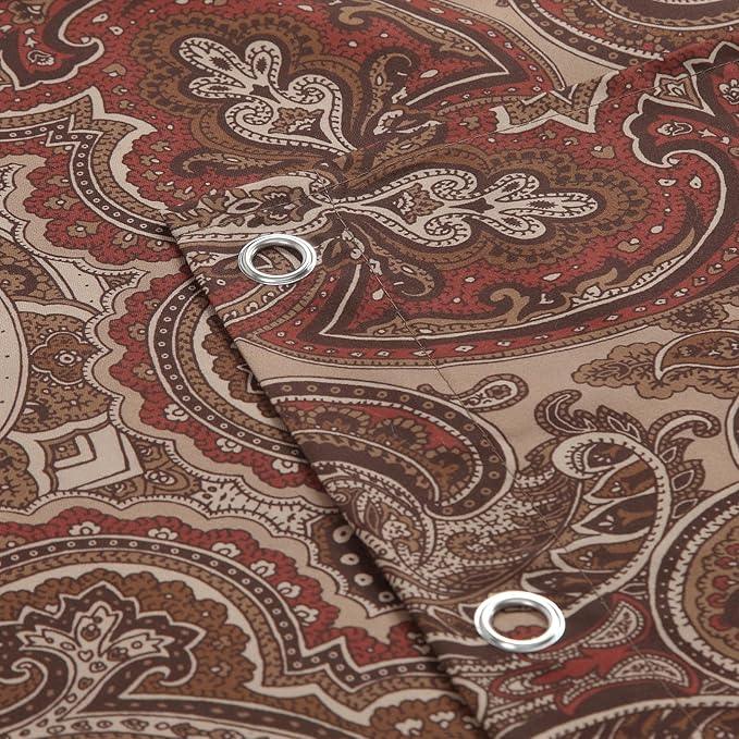 BESTRIPES Fabric Shower Curtain, Reddish Brown Damask Paisley Print Shower Curtains for Bathroom, 72" W x 72" H - ModernBath