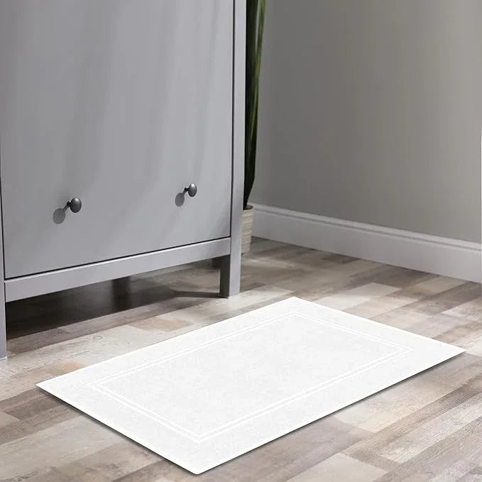 Tens Towels Pack of 2 Bath Mats 100% Cotton, 20 x 32 Inches, Super Absorbent, Hotel Quality Premium Floor Towels, Luxurious, Soft & Quick Dry, Not a Bathroom Rug, White - ModernBath