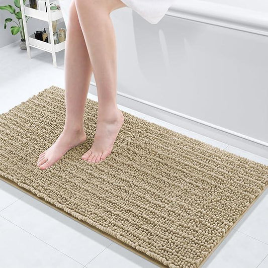 Arotive Luxury Chenille Bathroom Rug Mat, Extra Soft Thick Absorbent Shaggy Bath Rugs, Non-Slip Machine Wash Dry, Plush Bath Mats for Bathroom, Shower and Tub, 47x20, Beige - ModernBath