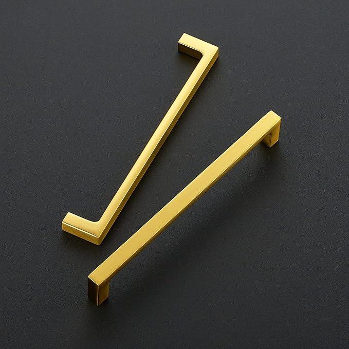 Ravinte 5 Pack Solid 6-1/4 Inch Square Cabinet Handles - Brushed Brass Drawer Pulls - Kitchen Hardware - ModernBath