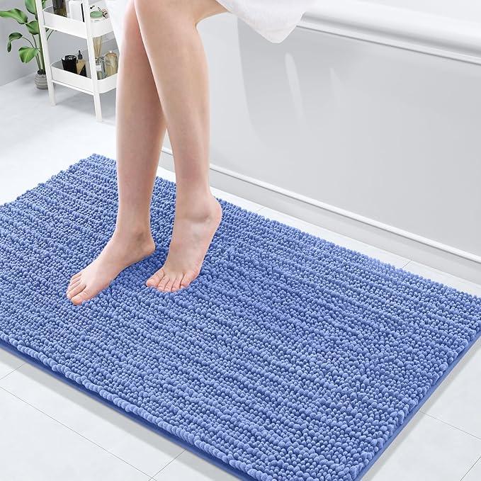 Arotive Luxury Chenille Bathroom Rug Mat, Extra Soft Thick Absorbent Shaggy Bath Rugs, Non-Slip Machine Wash Dry, Plush Bath Mats for Bathroom, Shower and Tub, 47x24, Cornflower Blue - ModernBath
