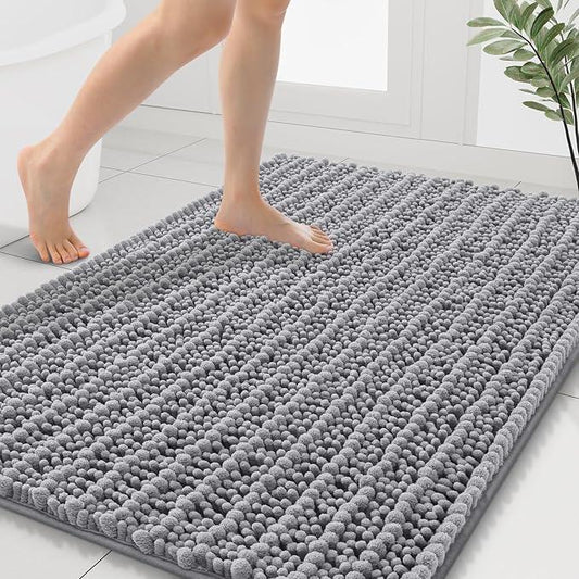 Smiry Bathroom Rugs Mat 40x32, Extra Soft Absorbent Chenille Bath Rugs, Non Slip Rubber Backing Machine Washable Quick Dry Bath Mats for Bathroom Floor, Tub, Shower, Home Decor Accessories, Grey - ModernBath