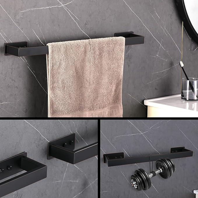 LANC ORB Hand Towel Holder 12-Inch Self-Adhesive Towel Bar for Bathroom Wall Mounted and No Drilling Towel Ring, Sticky on Kitchen Bathroom Towel Rod Oil Rubbed Bronze, A8310ORB-L3 - ModernBath